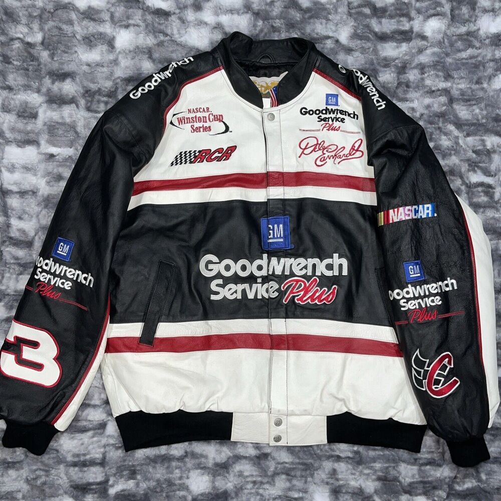 Dale Earnhardt Goodwrench Jeff Hamilton Leather Jacket‎ Coat Mens XL NASCAR
